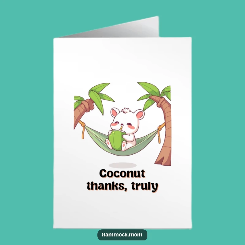 Free Printable Thank You Card: Hammock Animal Coconut Sip, Thanks, Downloadable Gift