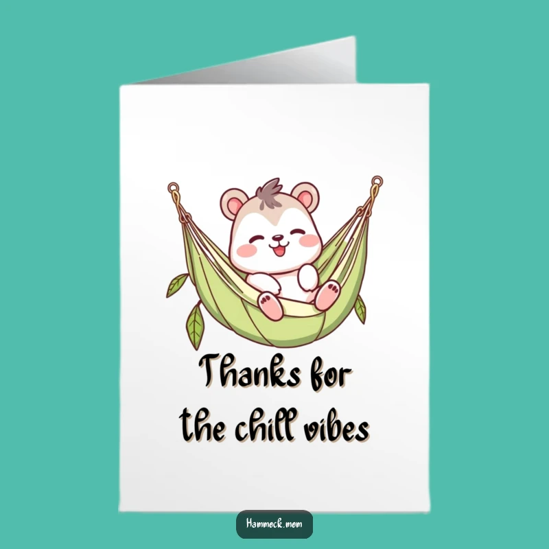 Free Printable Funny Hammock Thank You Card: Waving Character, Thoughtful Downloadable Gift