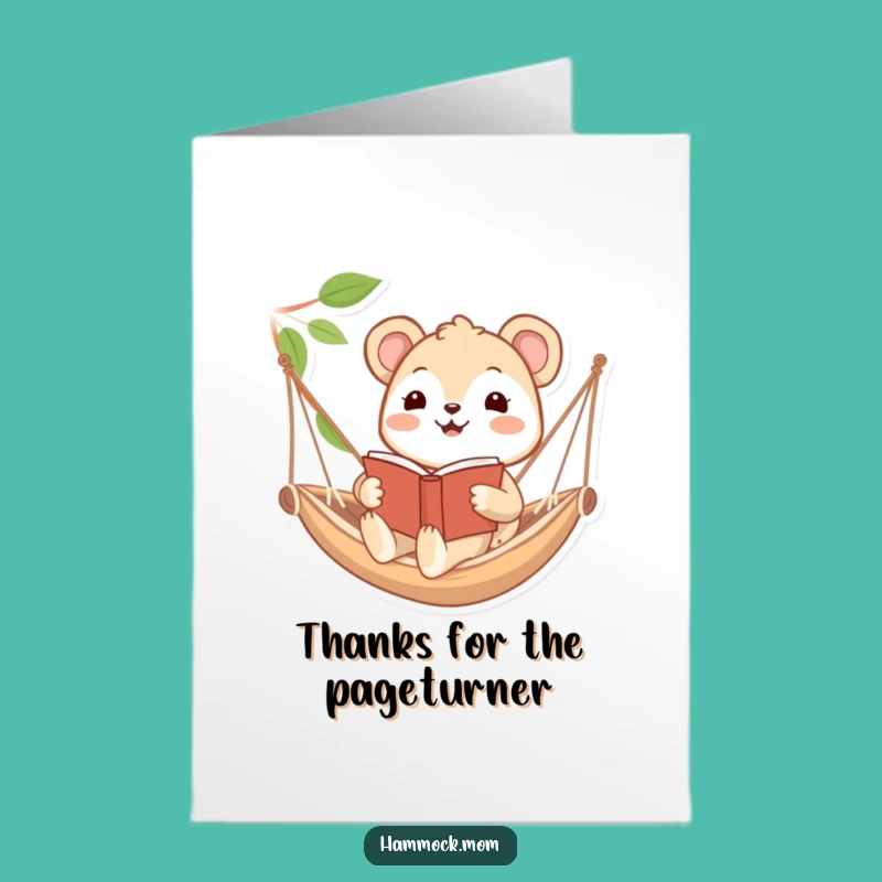 Free Printable Thank You Card: Bookish Animal Hammock Thanks Downloadable Gift