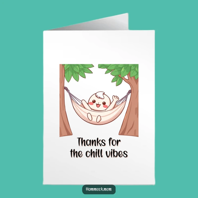 Free Printable Thank You Card: Grateful Kawaii Hammock Character, Thanks & Relaxation!