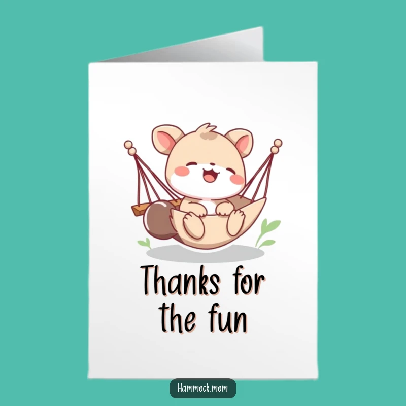 Free Printable Thank You Card: Playful Hammock Animal Giggles Downloadable Gift