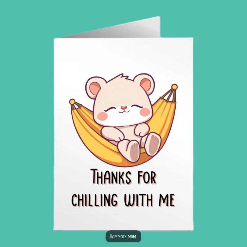 Free Printable Thank You Card: Relaxed Animal Hammock Gratitude Downloadable Gift