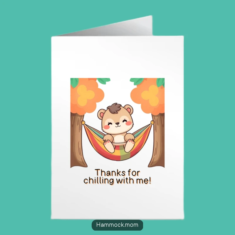 Free Printable Thank You Card: Relaxed Hammock Animal, Chill Gratitude Funny Gift