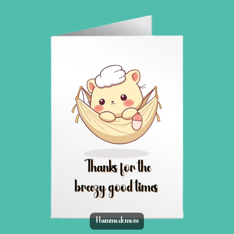 Funny Free Printable Thank You Card: Kawaii Hammock Animal Expressing Gratitude, DIY Gift