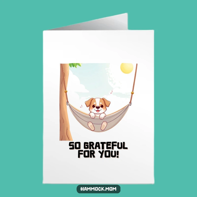 Free Printable Thank You Card: Sunny Hammock Dog Funny Downloadable Gift