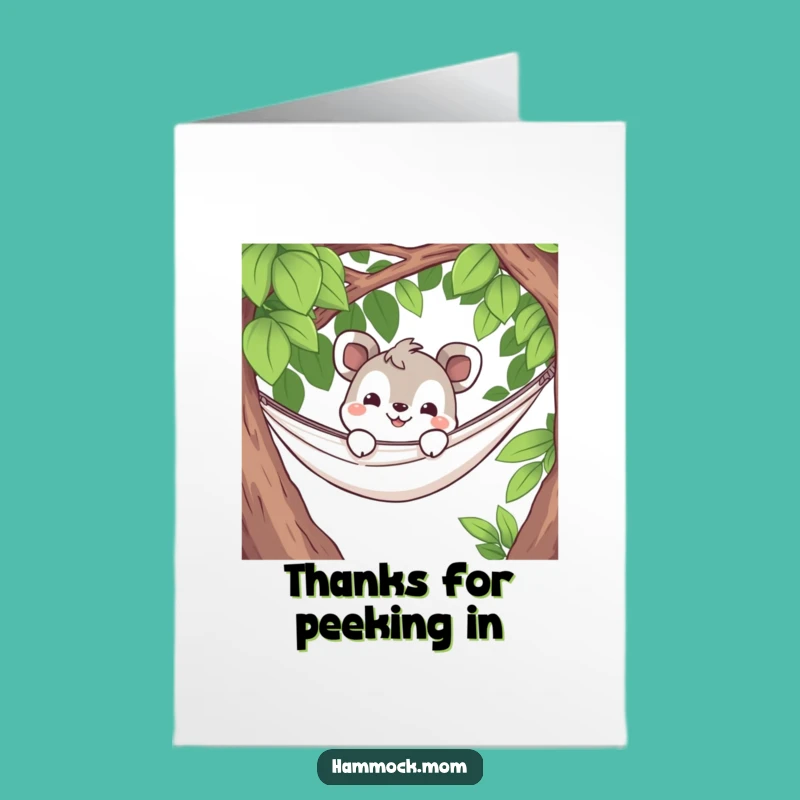 Free Printable Thank You Card: Curious Hammock Animal Grin Downloadable Gift