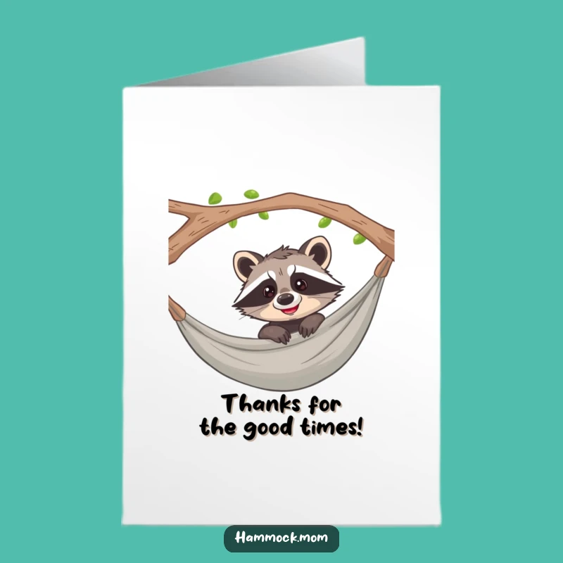 Free Printable Thank You Card: Raccoon Hammock Cheer, Downloadable Funny Gift