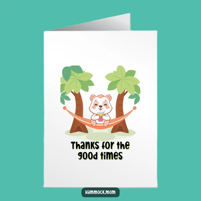 Free Printable Thank You Card: Chilled Animal Drink Hammock Thanks Downloadable Gift