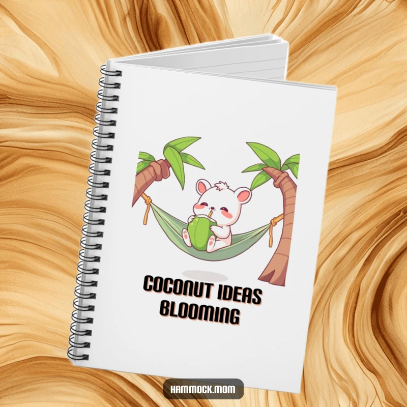 Funny Tropical Animal Notebook with a character joyfully drinking from a coconut, perfect for journaling and gifts.