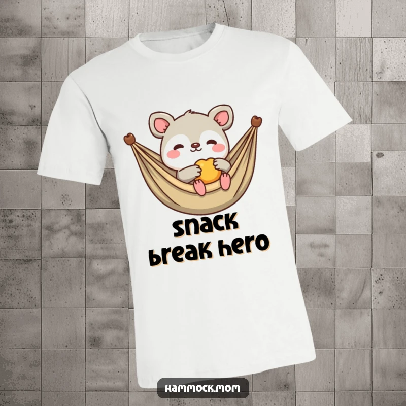 Funny Kawaii Animal T-Shirt: Adorable animal lounging, offering a small fruit, radiating generosity and playful humor.