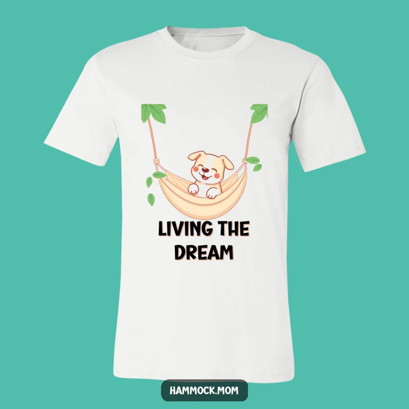 Funny Dreamy Dog Hammock T-Shirt: Relaxing Canine Tee, Great Funny Gift
