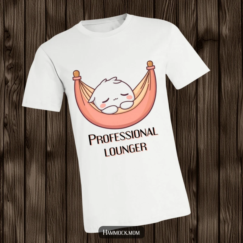 Funny t-shirt with a kawaii hammock character peacefully asleep, embodying ultimate comfort and contentment in a charming design.