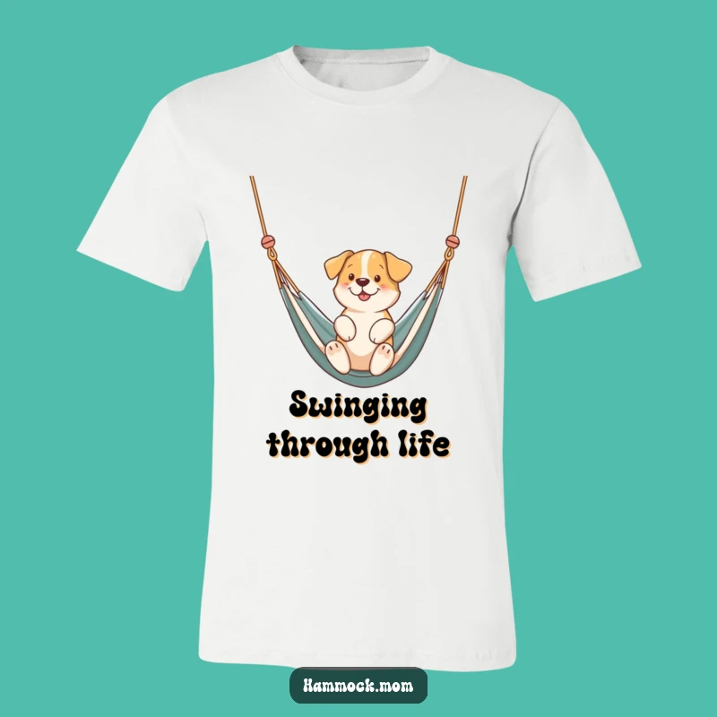 Funny Swinging Dog Hammock T-Shirt: Relaxed Pup Style, Perfect Funny Gift
