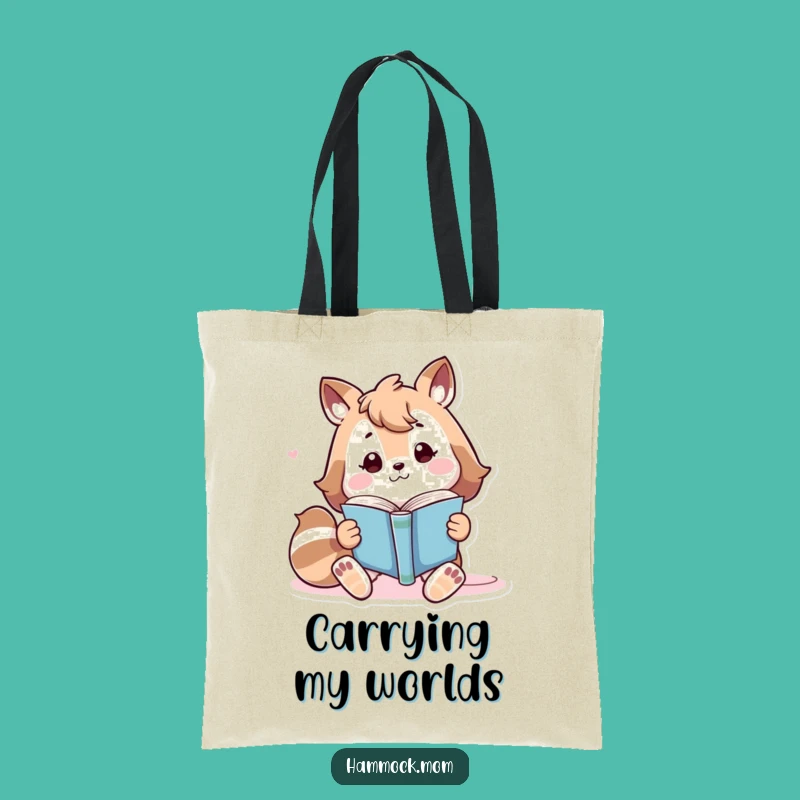 Funny Animal Bookworm Tote Bag - Playful Reader Accessory Gift